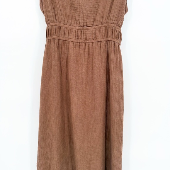 NWT Aemi+Co Midi Cut Out Dress Mocha Brown Cotton Gauze Large - Picture 5 of 15